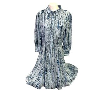 Theory Women's Volume Mini Shirt Dress in Cascade Block